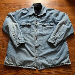 Weatherproof Men's XL Fleece Lined Heavy Denim Shacket Shirt Jacket Faded Blue